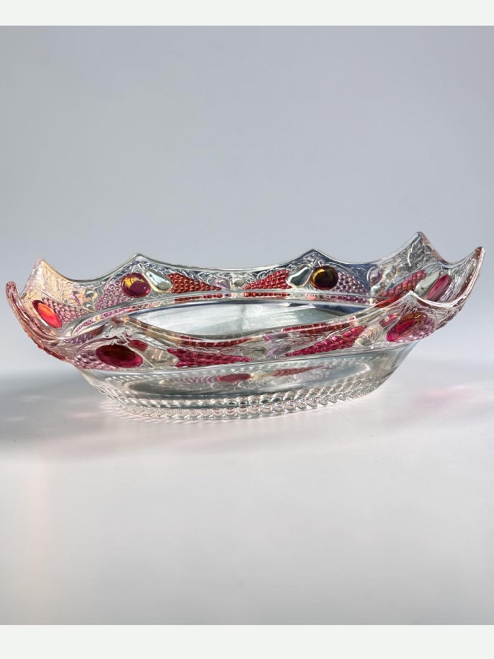 Vintage Westmoreland Della Robia 1920’s-40’s Fruit Flashed Glass  Bowl
